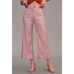 New Anthropologie Maeve Colette Linen Wide-Leg Pants Pink 30
